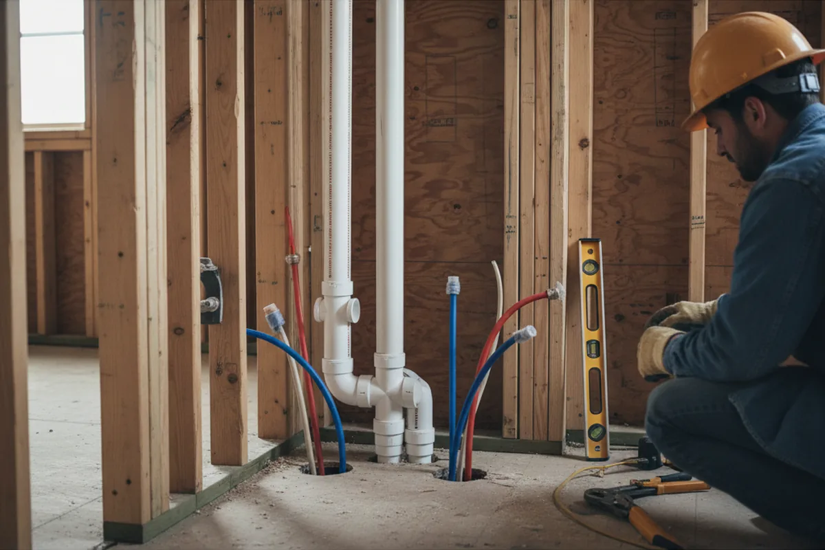 Drain and supply rough-in during Leak Detection in Orrtanna